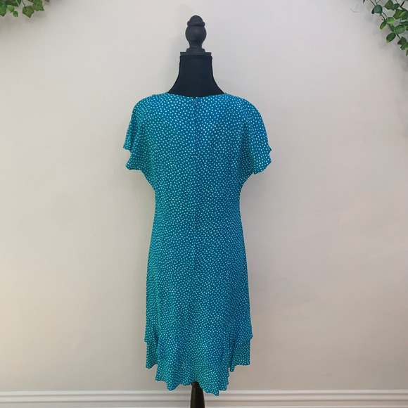 Vintage Union Made Karin Stevens Blue Tiered Floral Dress M Medium - Picture 4 of 13